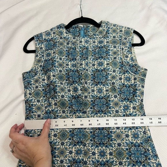 Vintage 1960s Printed Fitted Dress Mod Retro XS‎ Womens - Picture 5 of 7